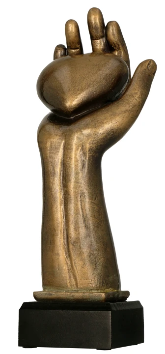 Brązowa Statuetka Odlewana - Serce na dłoni - RFST3040/BR