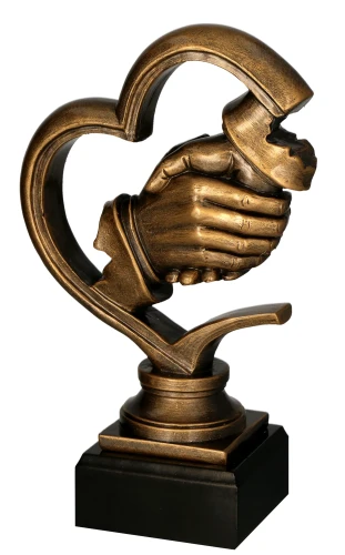 Brązowa Statuetka Uścisk Dłoni RFST3047/BR | Statuetka Serce