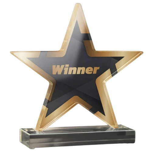 Statuetka szklana z nadrukiem AC002 | Szklana gwiazda