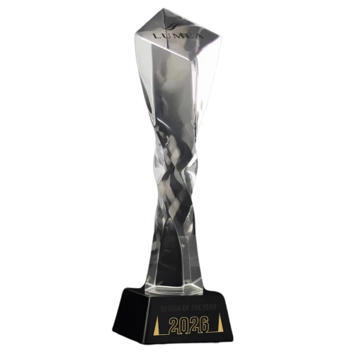 Prestiżowa statuetka szklana C060 |  Statuetki szklane ze szkła z marmurową podstawą