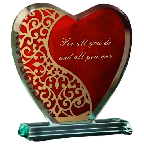 Szklane serce G031 | Statuetka serce ze szkła z dedykacją