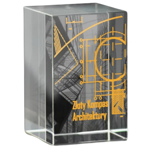 Szklana statuetka - kostka KR5080 | Szklane Statuetki na zamówienie