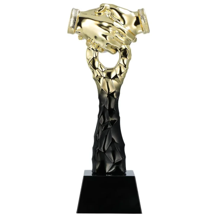 Plastikowe Złoto-Czarne Trofeum - Uścisk Dłoni - A698
