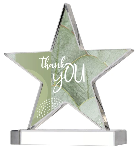 Statuetka szklana z nadrukiem AC002 | Szklana gwiazda