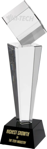 Statuetka szklana C004 z grawerem | Szklane statuetki biznesowe