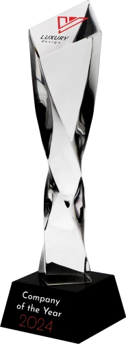 Prestiżowa statuetka szklana C060 |  Statuetki szklane ze szkła z marmurową podstawą