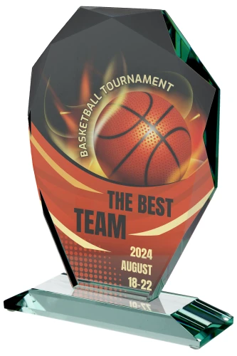 Okazała statuetka szklana G007 z ozdobnymi szlifami