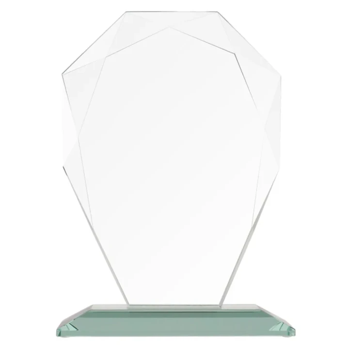 Okazała statuetka szklana G007 z ozdobnymi szlifami